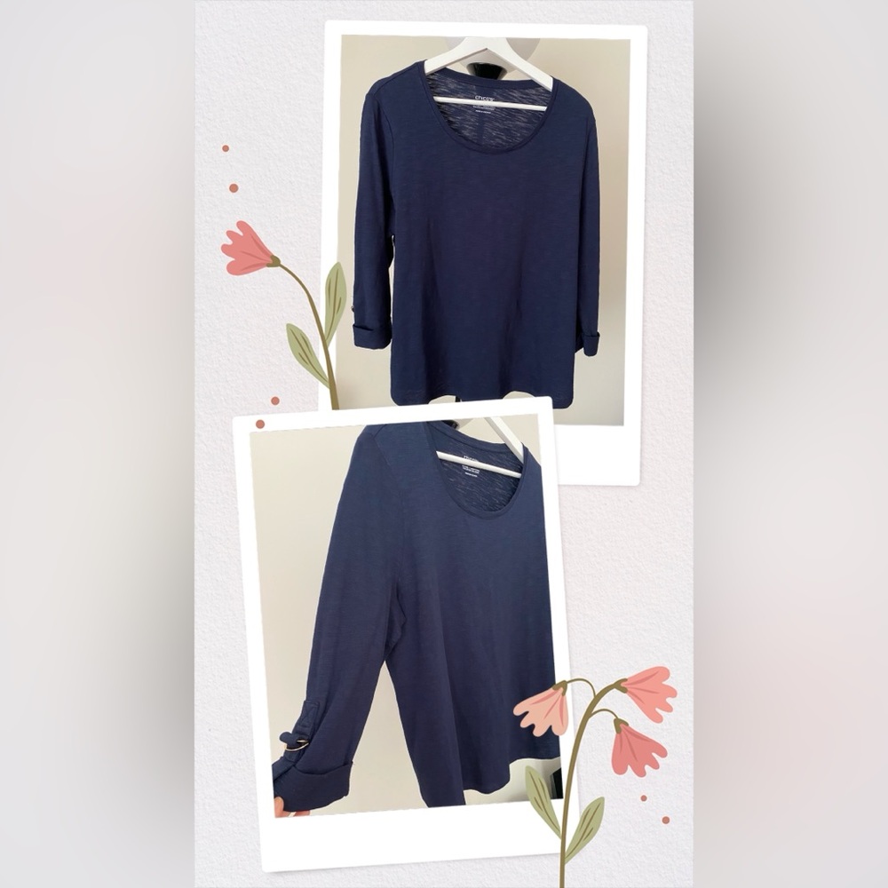 Chico's women’s Navy Top Size L - Picture 3 of 6